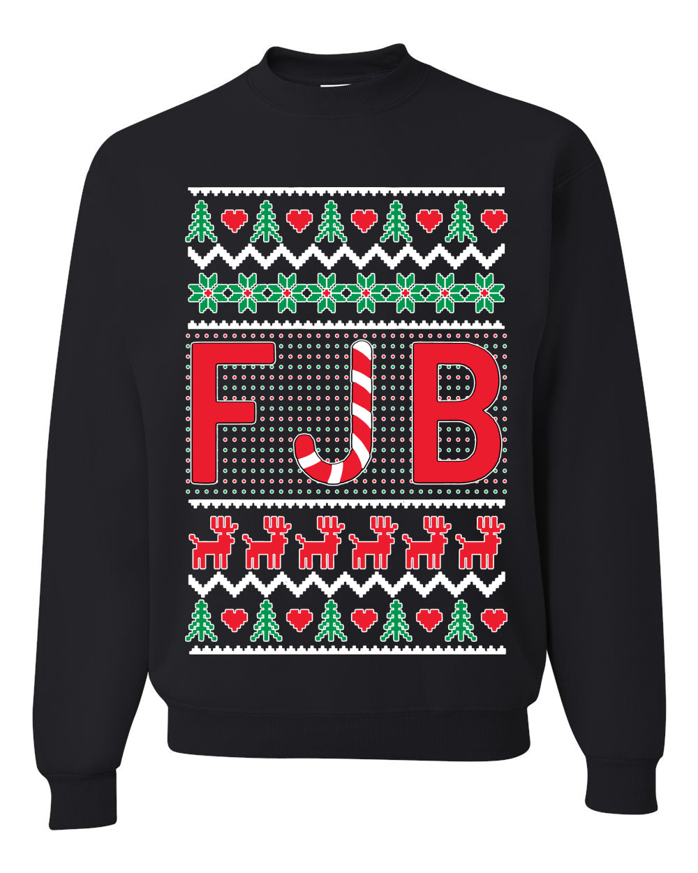 FJB Candy Cane Ugly Christmas Sweater Unisex Crewneck Graphic Sweatshirt- Best Christmas Gifts 2023