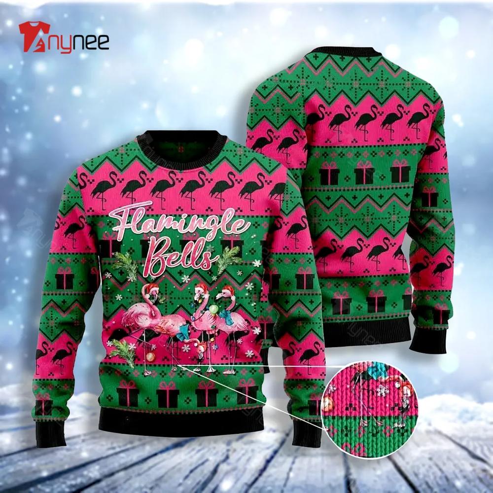 Flamingo Bells Ugly Christmas Sweater- Best Christmas Gifts 2023