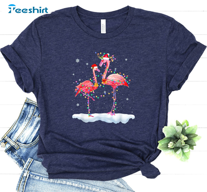 Flamingo Christmas Shirt, Santa Flamingo Animal Sweatshirt Hoodie Long Sleeve T-Shirt