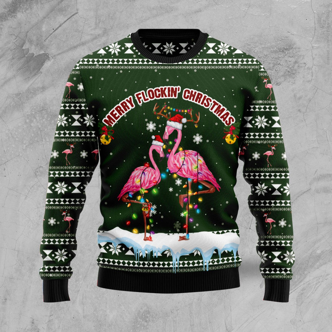 Flamingo Dancing On Snow Merry Flocking Christmas Ugly Sweater – Best Christmas Gifts 2023