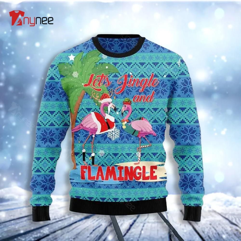 Flamingo Let S Jingle Womens Ugly Christmas Sweater- Best Christmas Gifts 2023