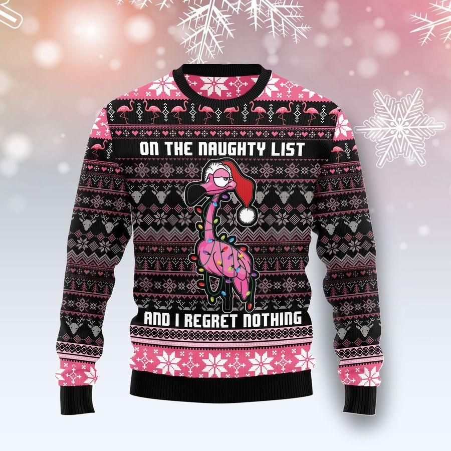 Flamingo Naughty List Ugly Christmas Sweater | For Men & Women | Adult | US1964- Best Christmas Gifts 2023