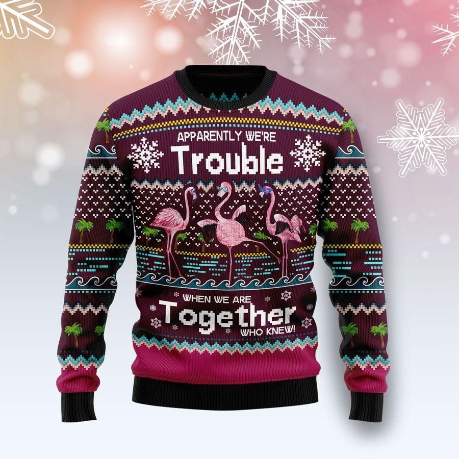 Flamingo Trouble Ugly Christmas Sweater | For Men & Women | Adult | US1446- Best Christmas Gifts 2023