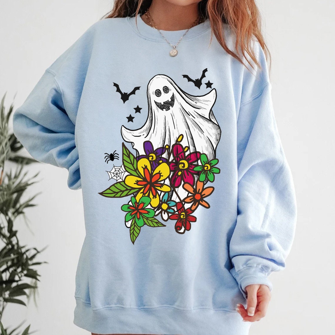 Floral Ghost Halloween Sweatshirt