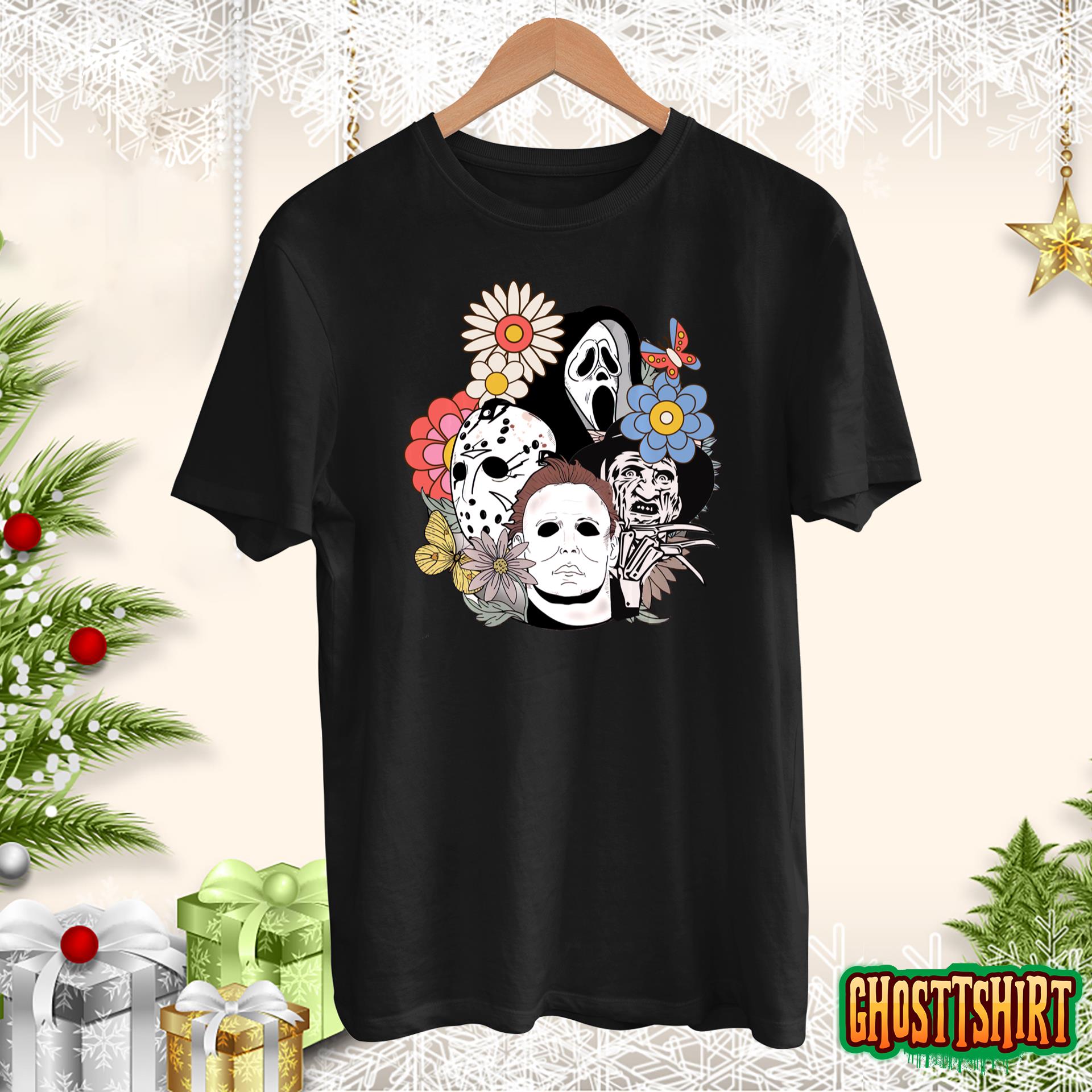 Floral Horror Characters Halloween, Horror Characters Tees Sweatshirt