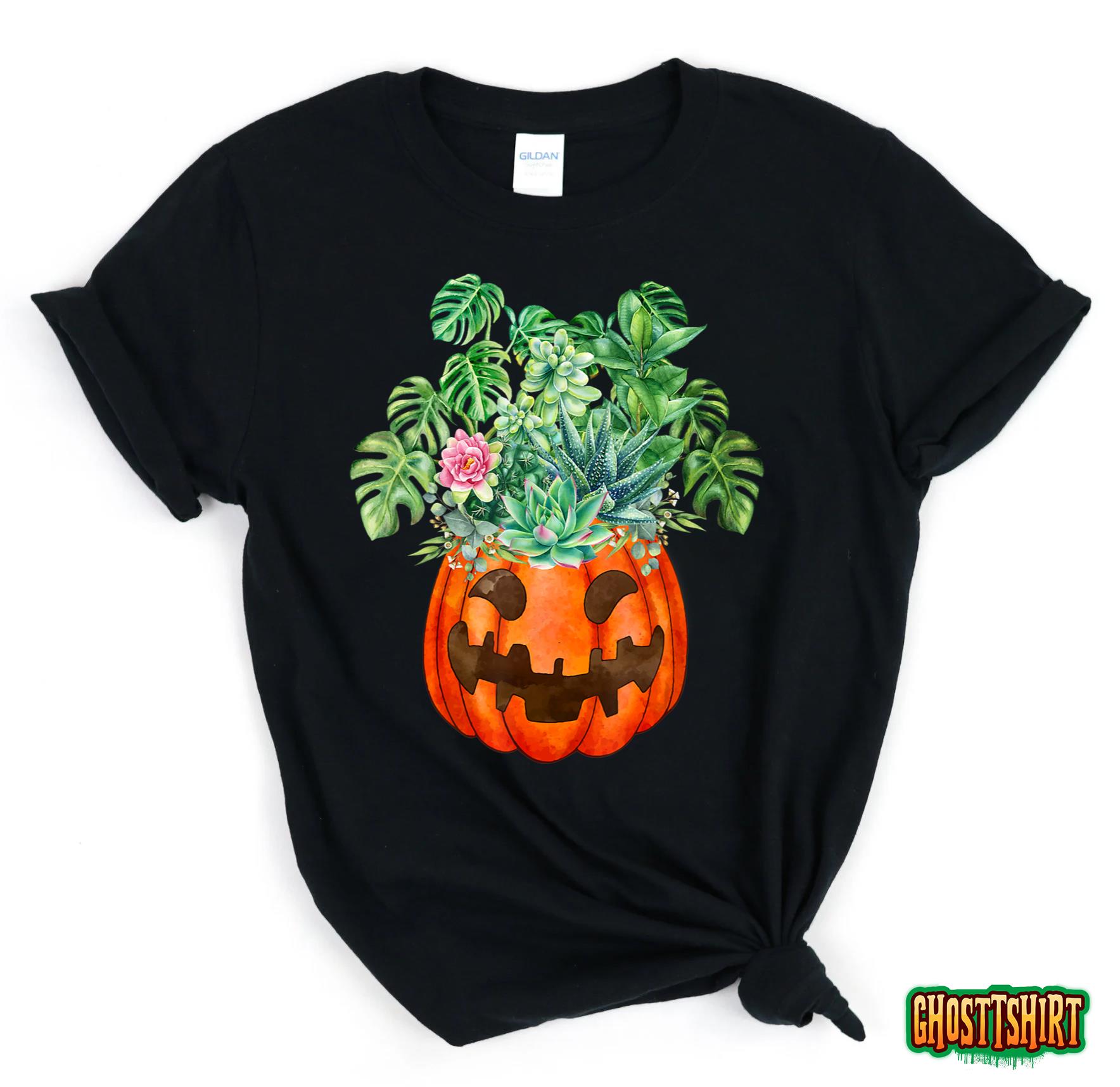 Floral Plant Lover Funny Pumpkin Halloween Costume Women Men T-Shirt