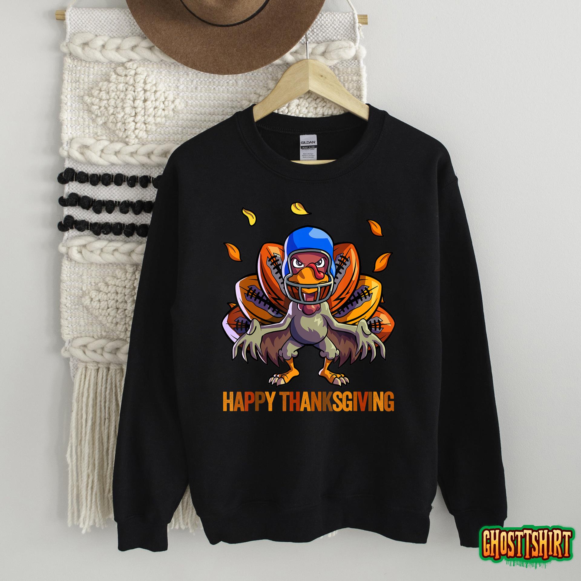 Football Turkey Thanksgiving Shirt Men Boys Football Turkey Sweatshirt