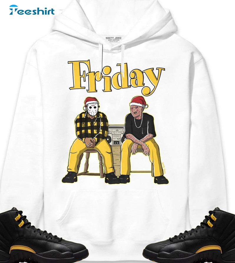 Friday Christmas Shirt, Black Taxi Jordan 12 Unisex Hoodie Long Sleeve