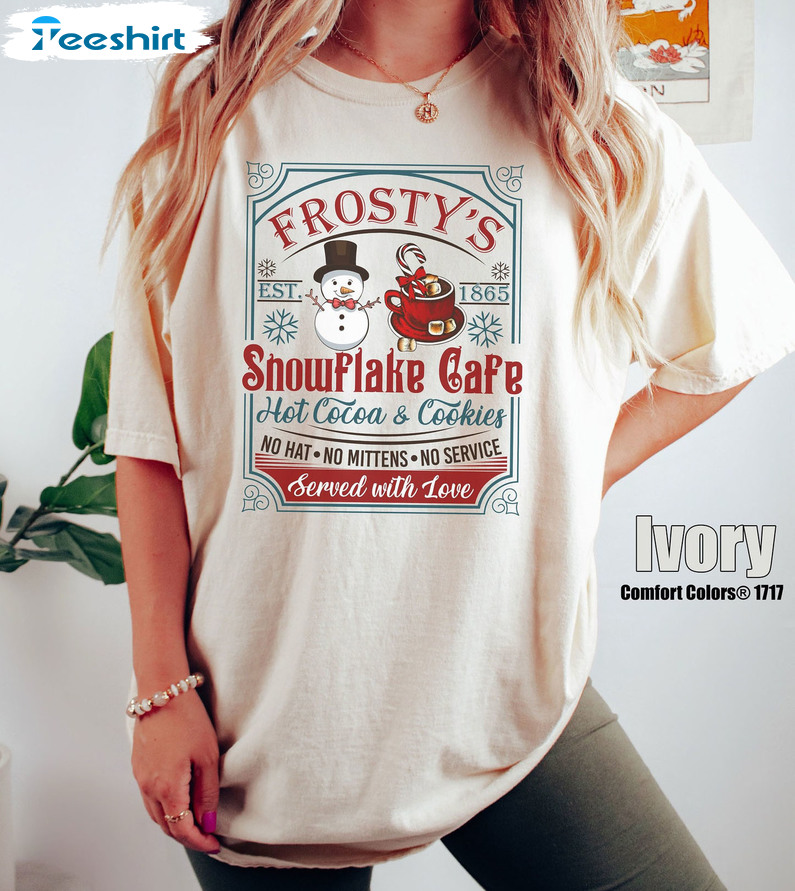 Frosty’s Snowflake Cafe Christmas Shirt, Snowman Frostys Cafe Tee Tops Hoodie