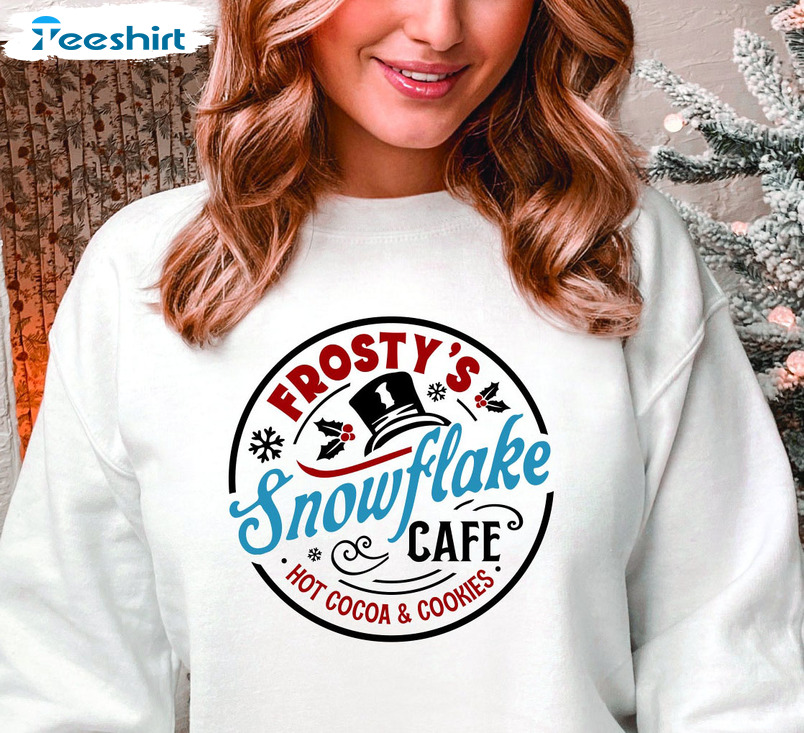 Frosty’s Snowflake Cafe Sweatshirt, Christmas Cocoa And Cookie Crewneck Long Sleeve