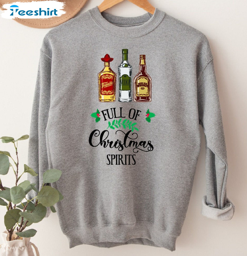 Full Of Christmas Spirits Shirt, Groovy Drunk On Holiday Short Sleeve Tee Tops