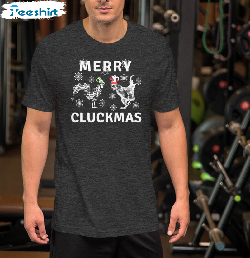 Funny Christmas Chickens Shirt, Merry Cluckmas Unisex Hoodie Short Sleeve