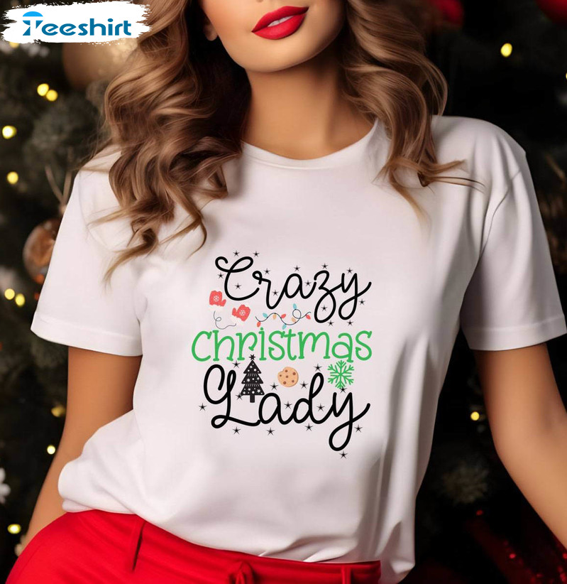 Funny Christmas Holiday Shirt, Festive Tee Crazy Tee Tops Short Sleeve