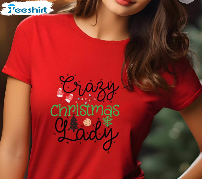 Funny Christmas Holiday Shirt, Festive Tee Crazy Tee Tops Short Sleeve