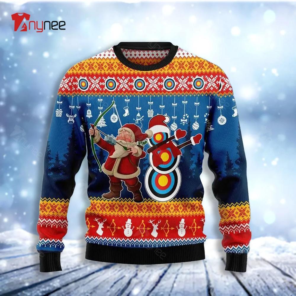 Funny Christmas Santa Claus Archery Ugly Christmas Sweater- Best Christmas Gifts 2023