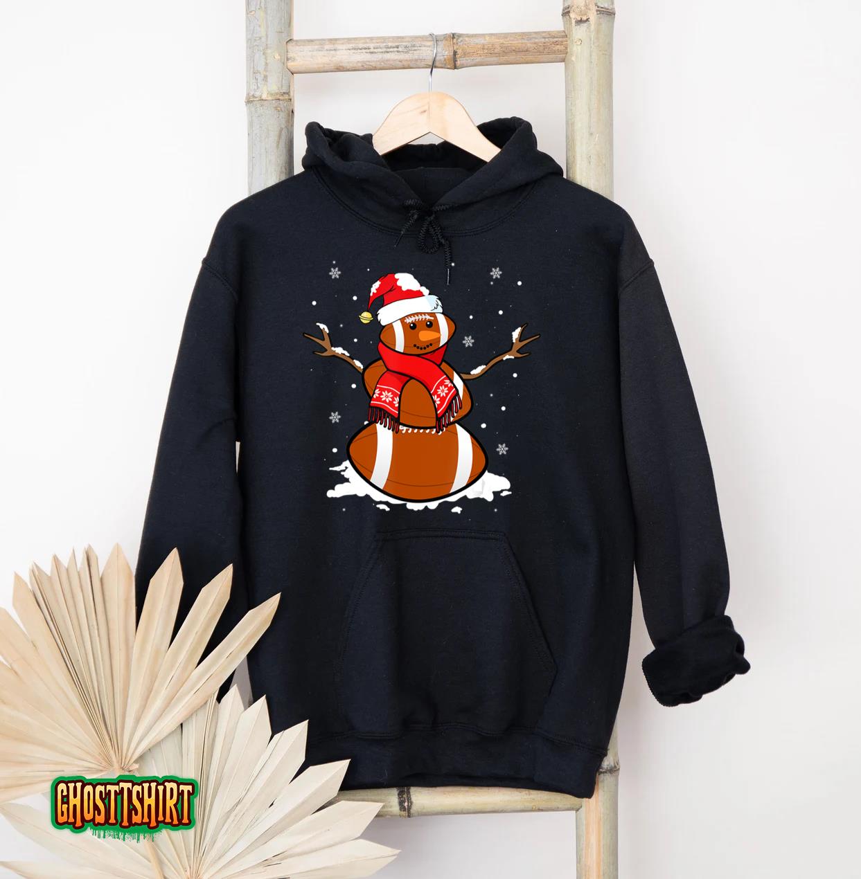 Funny Football Snowman Christmas Pajamas Matching Gifts Idea Hoodie