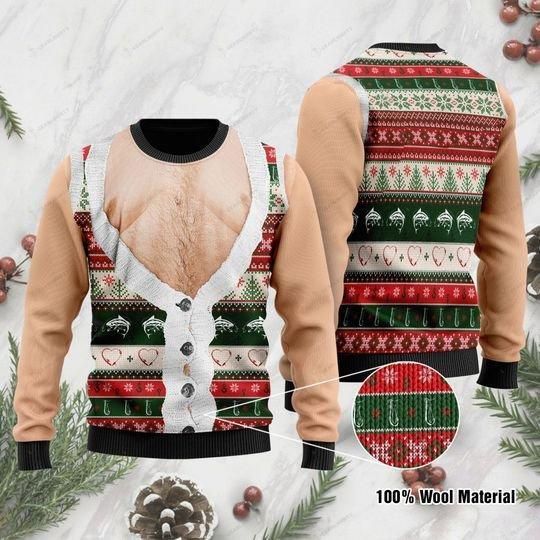 Funny Hairy Chest And Gile Ugly Christmas Sweater | For Men & Women | Adult | US1108- Best Christmas Gifts 2023