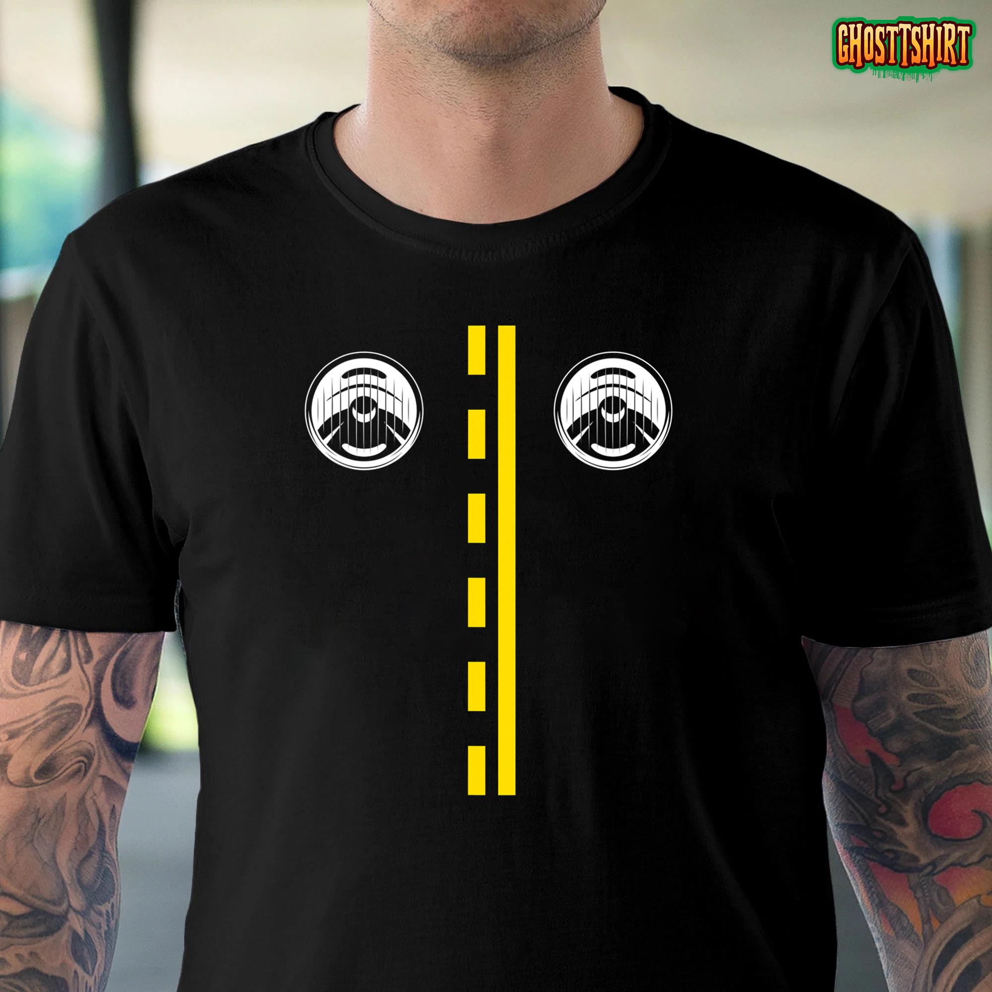 Funny Halloween Costume Headlights With Road Markings T-Shirt