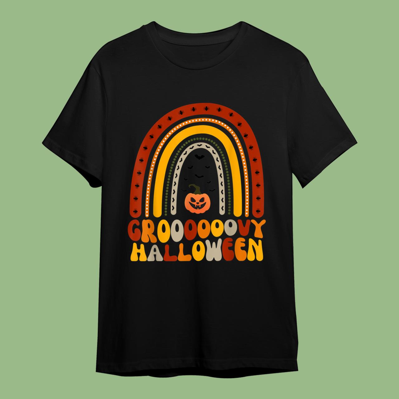 Funny Halloween Groovy Halloween Rainbow T-Shirt