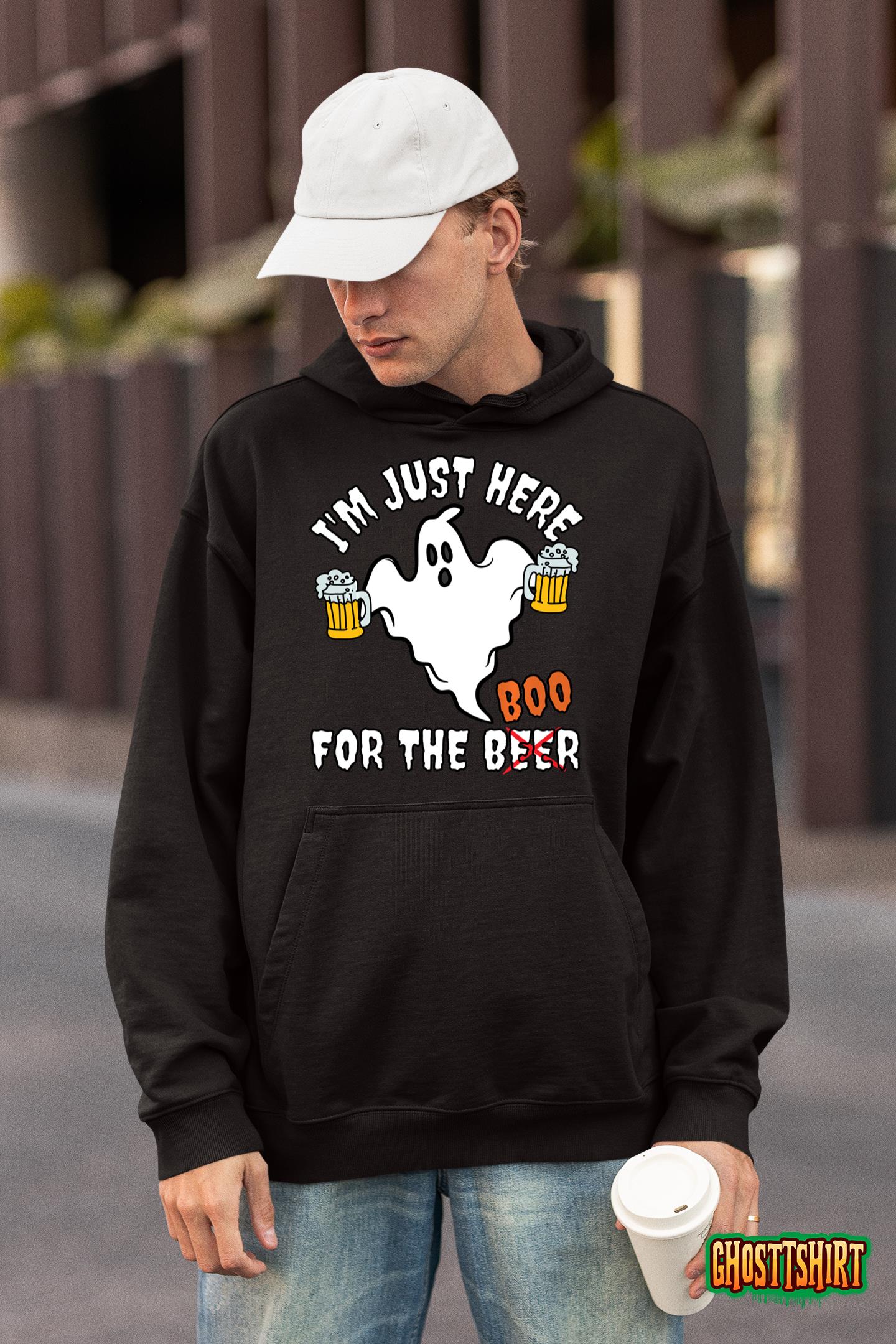 Funny Halloween I’m Just Here For The Boo Beer Lover Outfit Sweatshirt