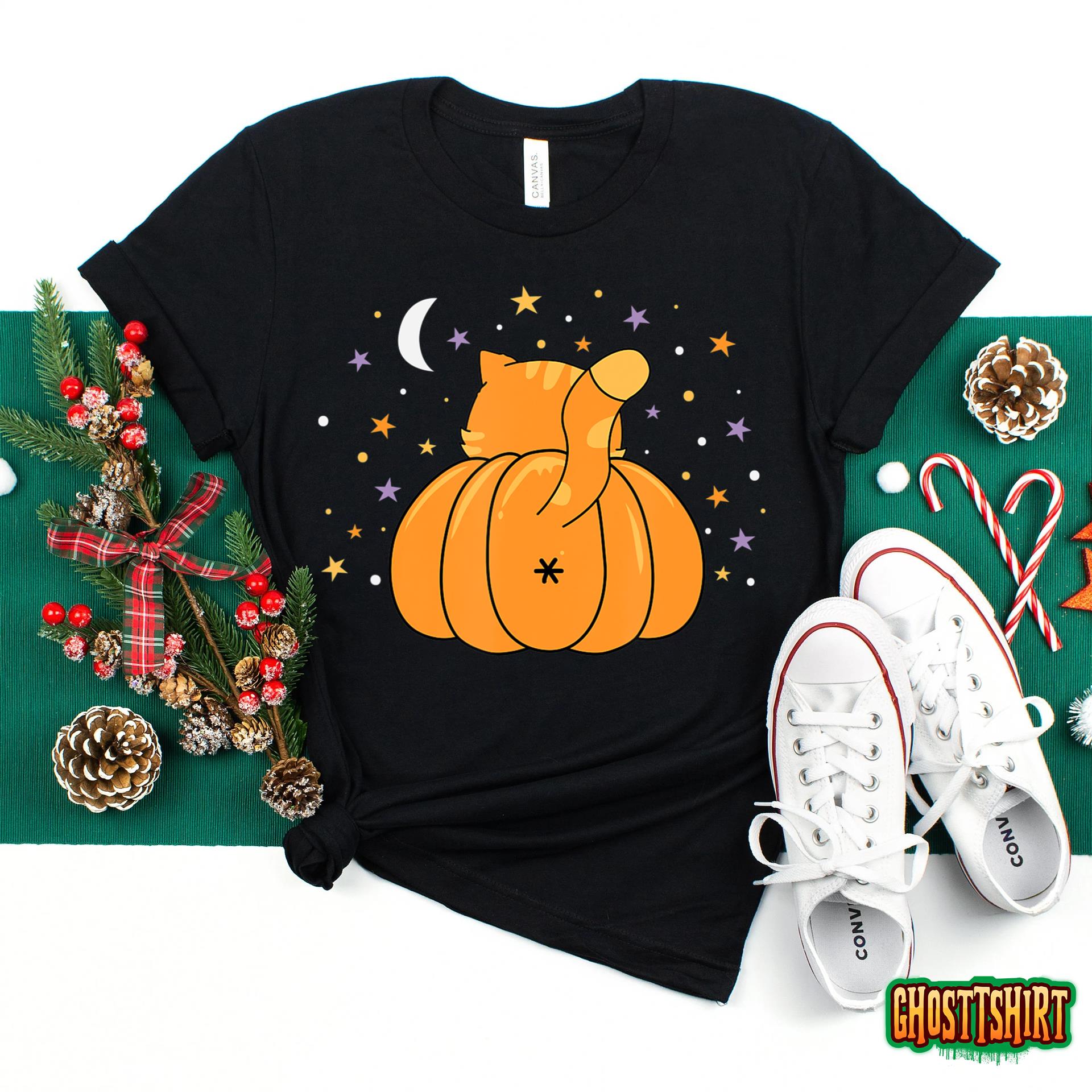 Funny Halloween Orange Pumpkin Cat Butt For Cat Lovers Sweatshirt