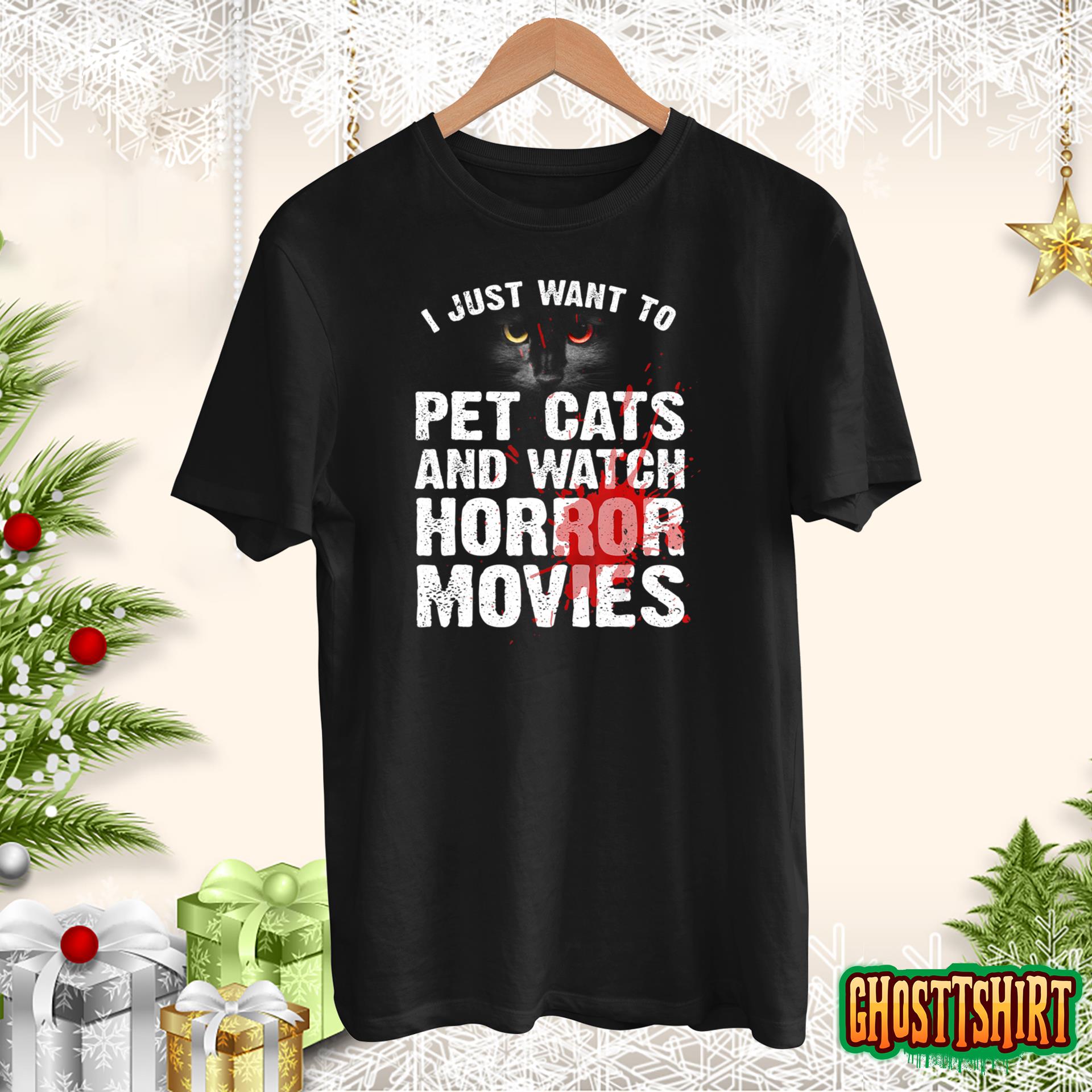 Funny Horror Movie For Men Women Cat Lover Halloween Movie Sweatshirt