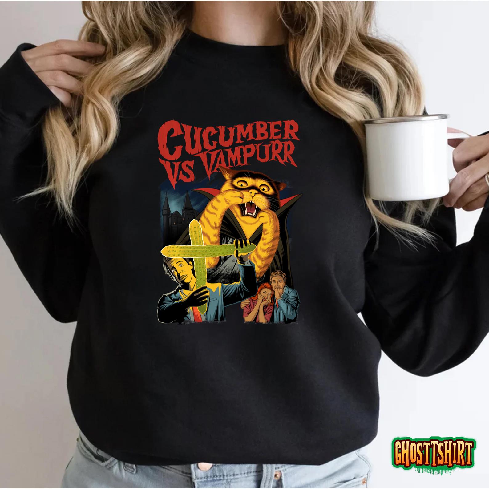 Funny Horror Vampire Movie Cucumber vs Vampurr Halloween T-Shirt