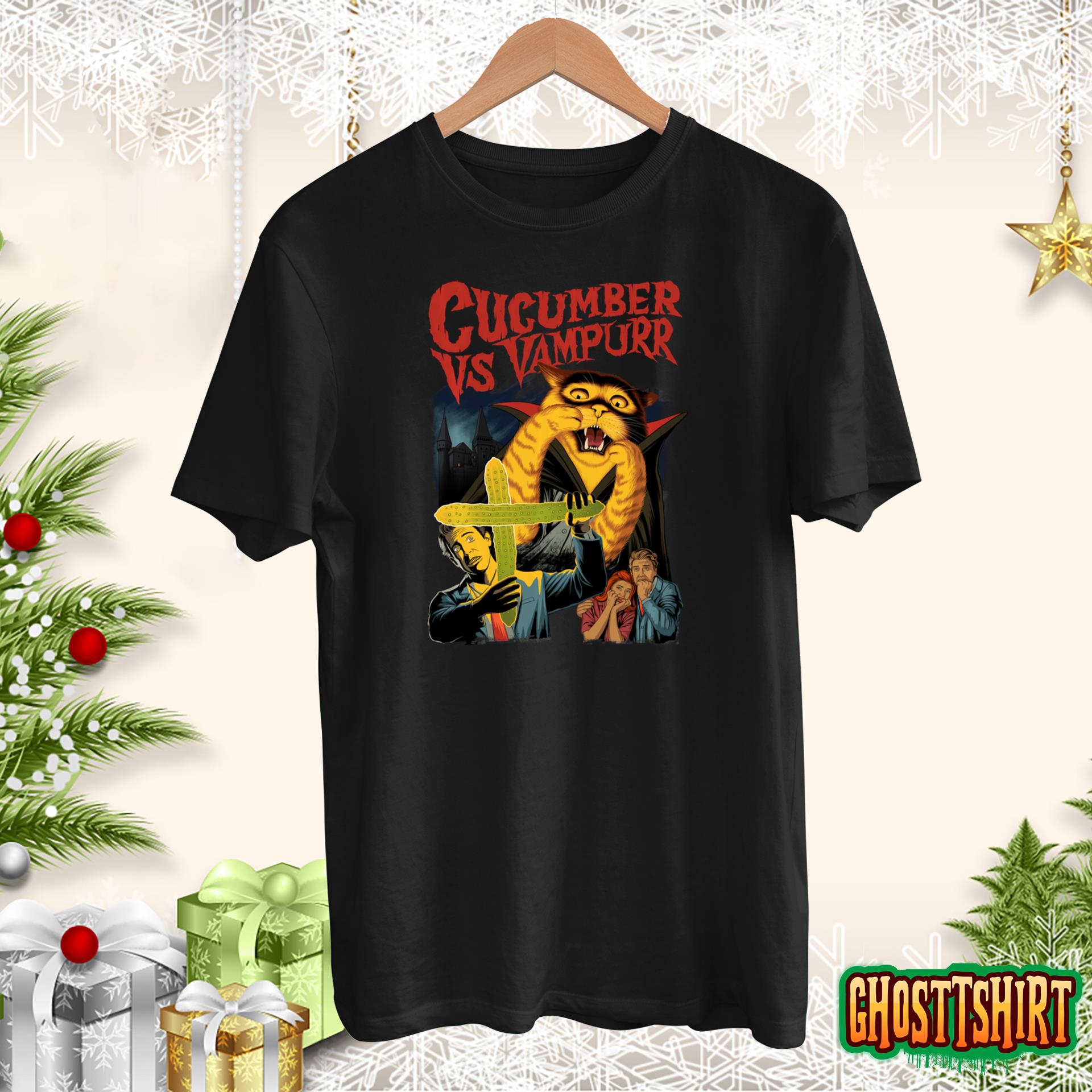 Funny Horror Vampire Movie Cucumber vs Vampurr Halloween T-Shirt