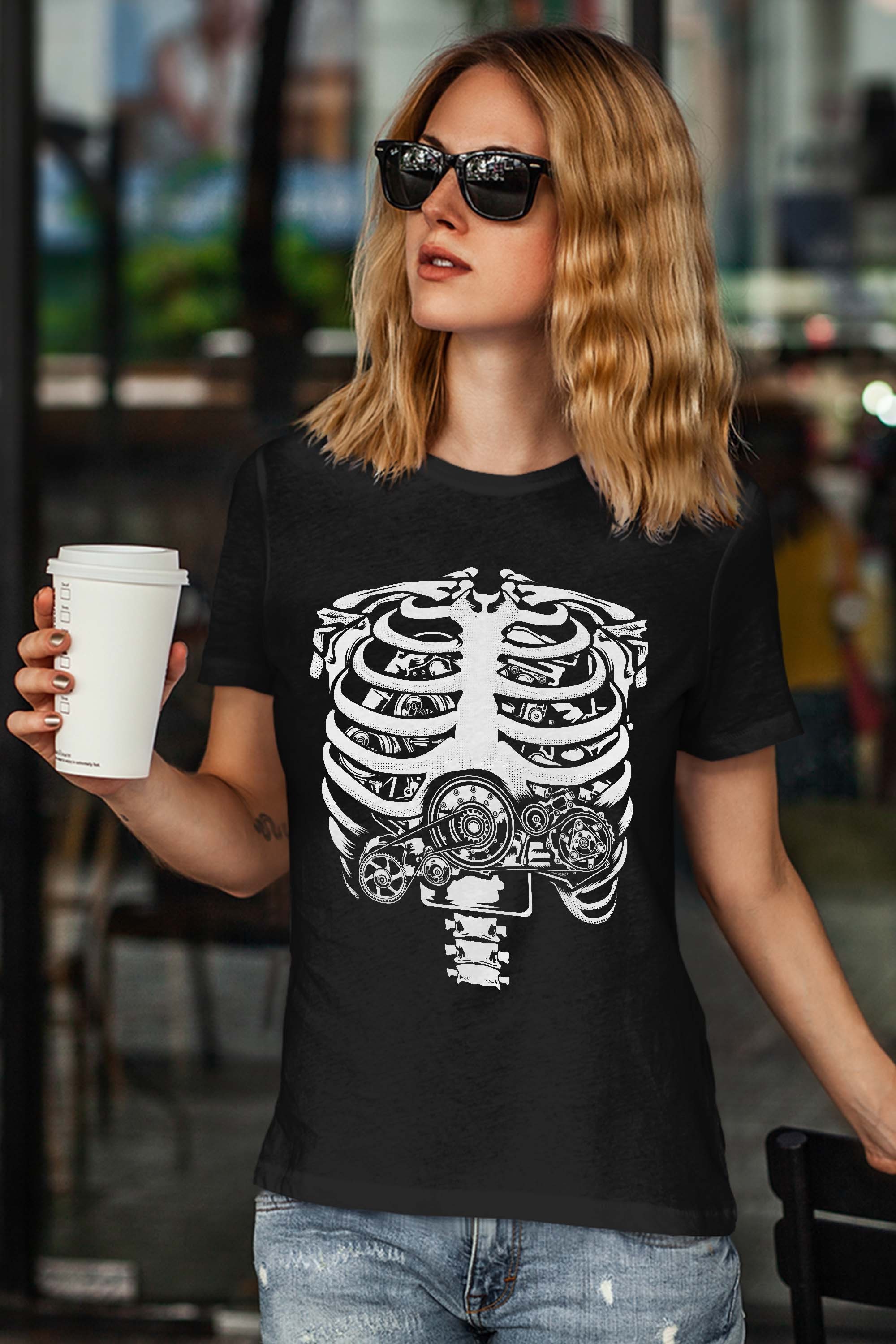 Funny Mechanic Designs For Men Dad Skeleton Car Enthusiasts Engineers Halloween T-Shirt