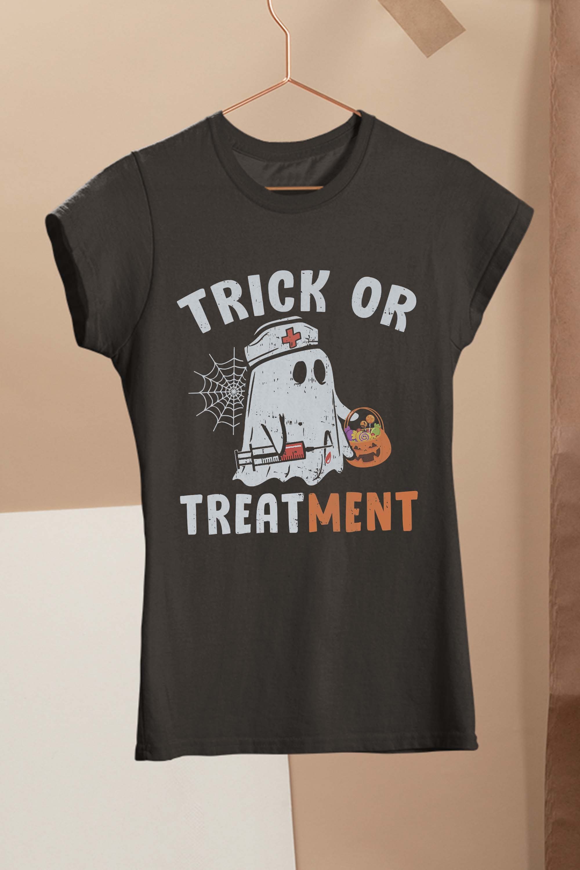 Funny Nurse Halloween Costume Boo Ghost Trick Or Treatment T-Shirt