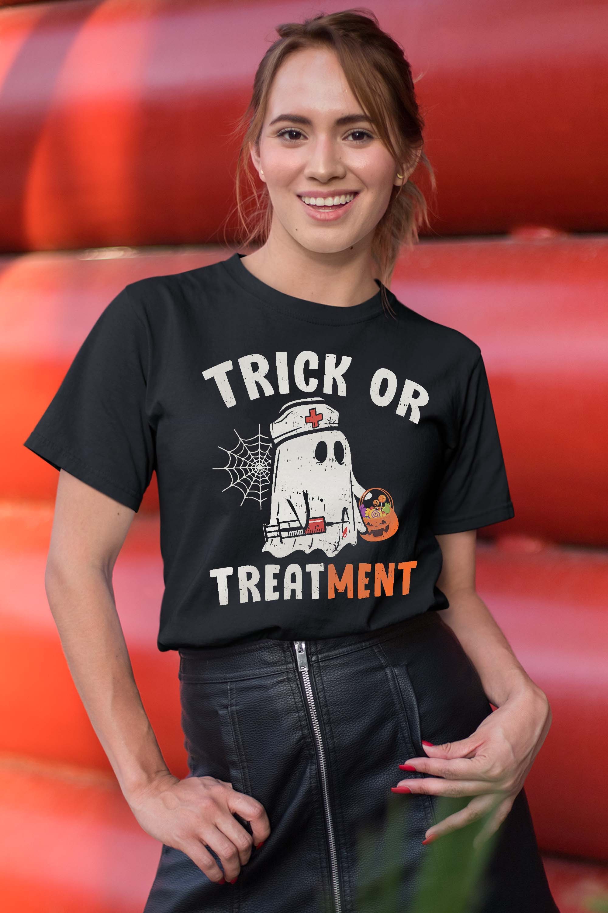 Funny Nurse Halloween Costume Boo Ghost Trick Or Treatment T-Shirt