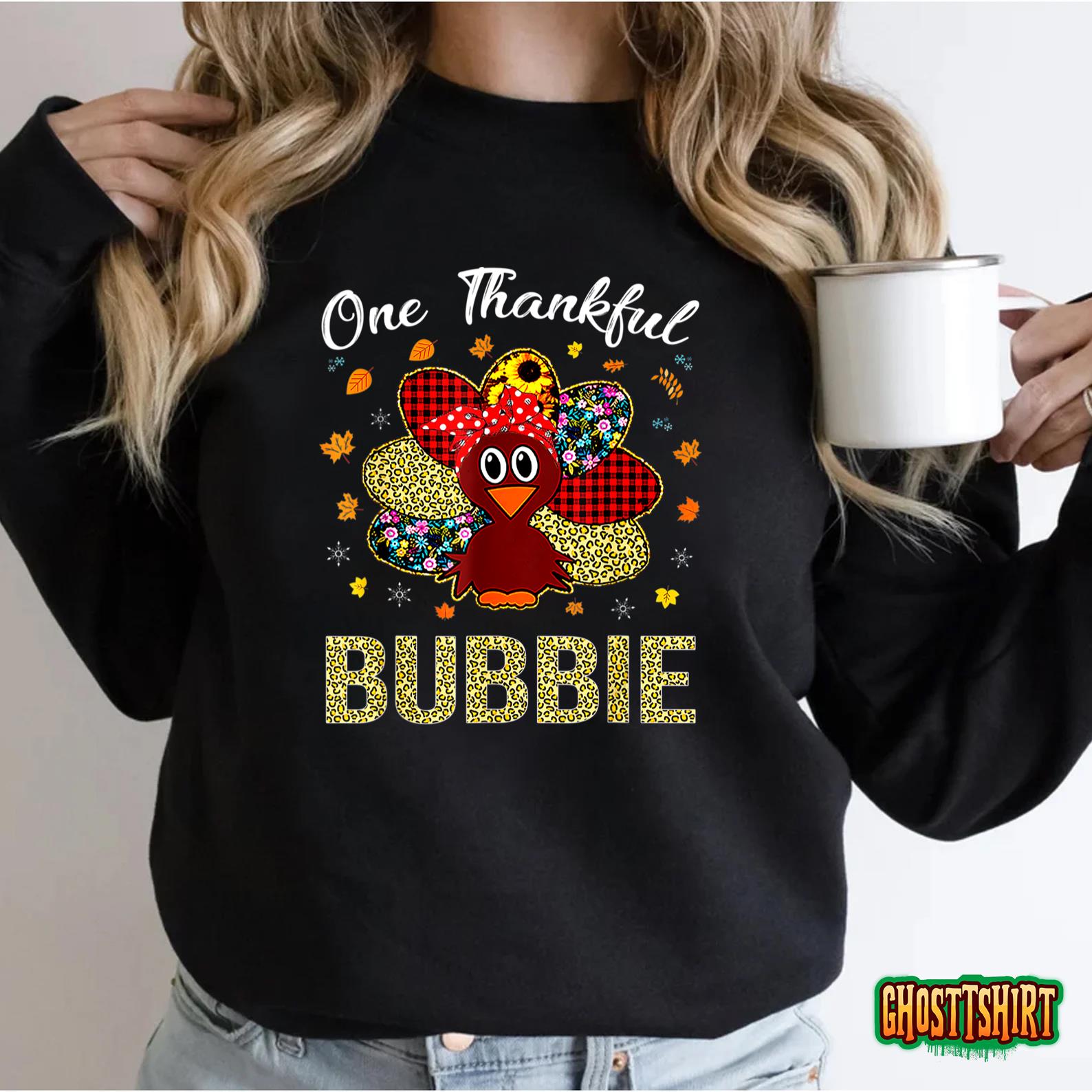 Funny One Thankful Bubbie Happy Thanksgiving Turkey T-Shirt