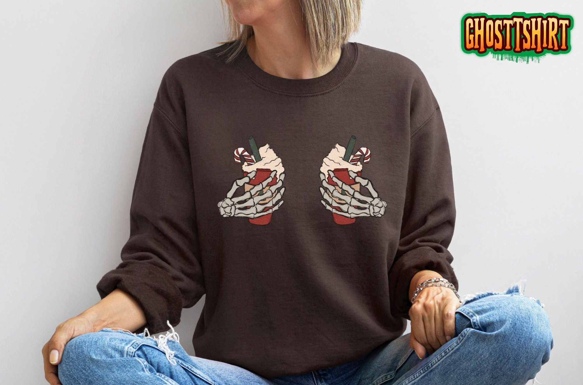 Funny Skeleton and Coffee Sweatshirt