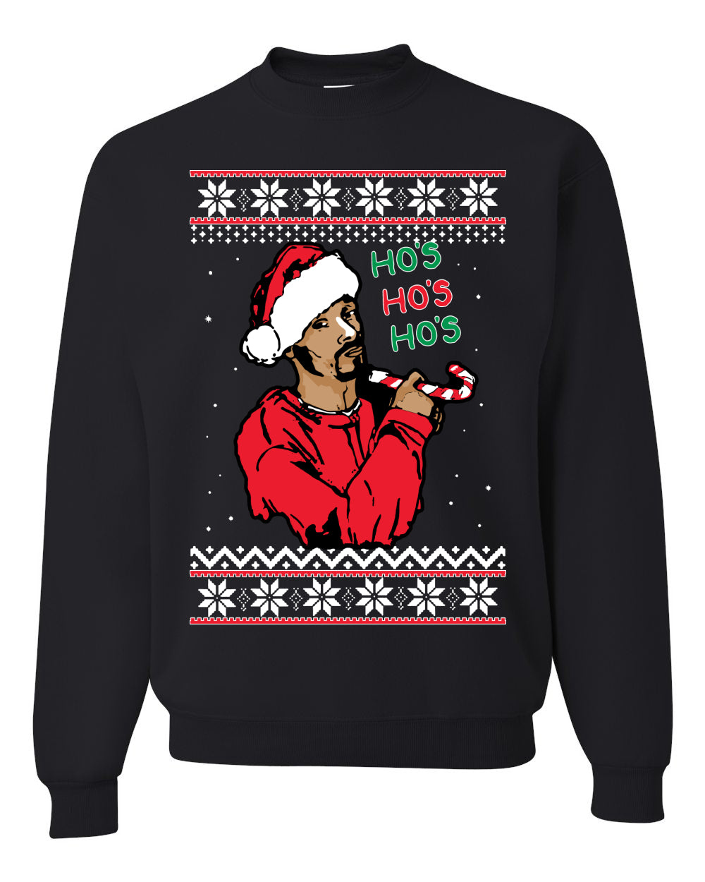 Funny Snoop Hos Hos Hos Christmas Ugly Christmas Sweater Unisex Crewneck Graphic Sweatshirt- Best Christmas Gifts 2023