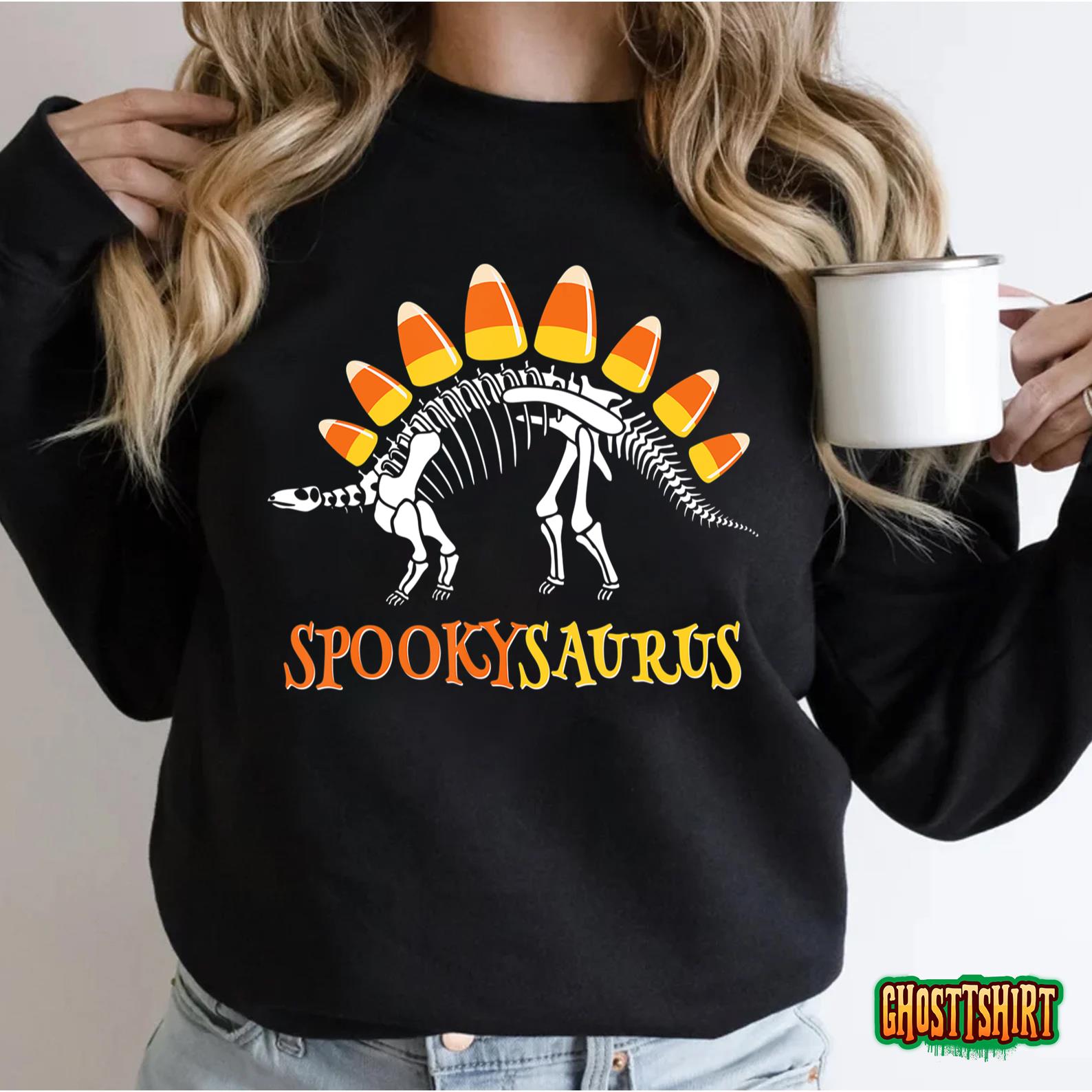 Funny Spookysaurus Candy Corn Dinosaur Halloween Toddler T-Shirt