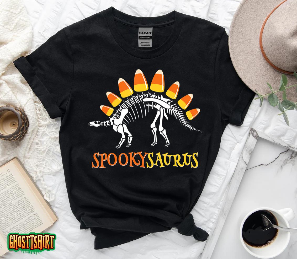 Funny Spookysaurus Candy Corn Dinosaur Halloween Toddler T-Shirt