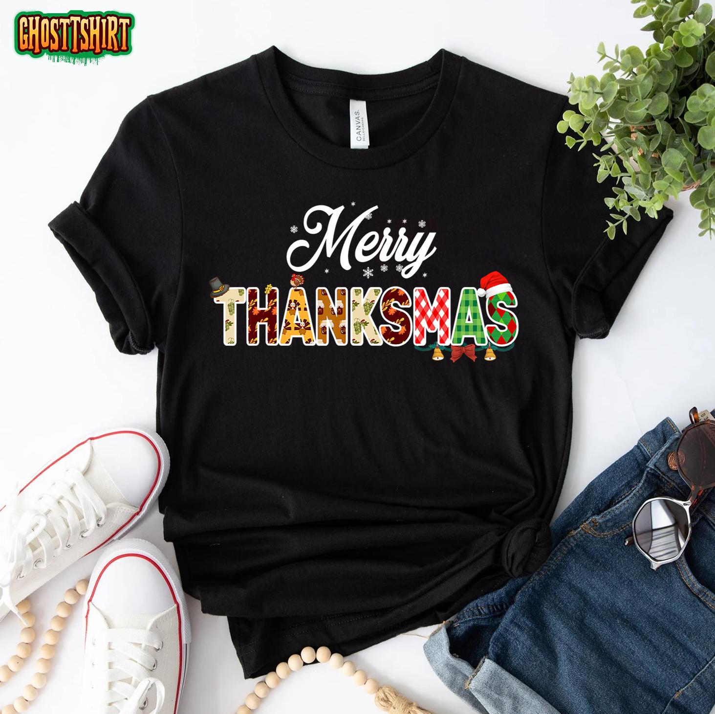 Funny Thanksmas 2022 Merry Thanksmas Thanksgiving Christmas T-Shirt