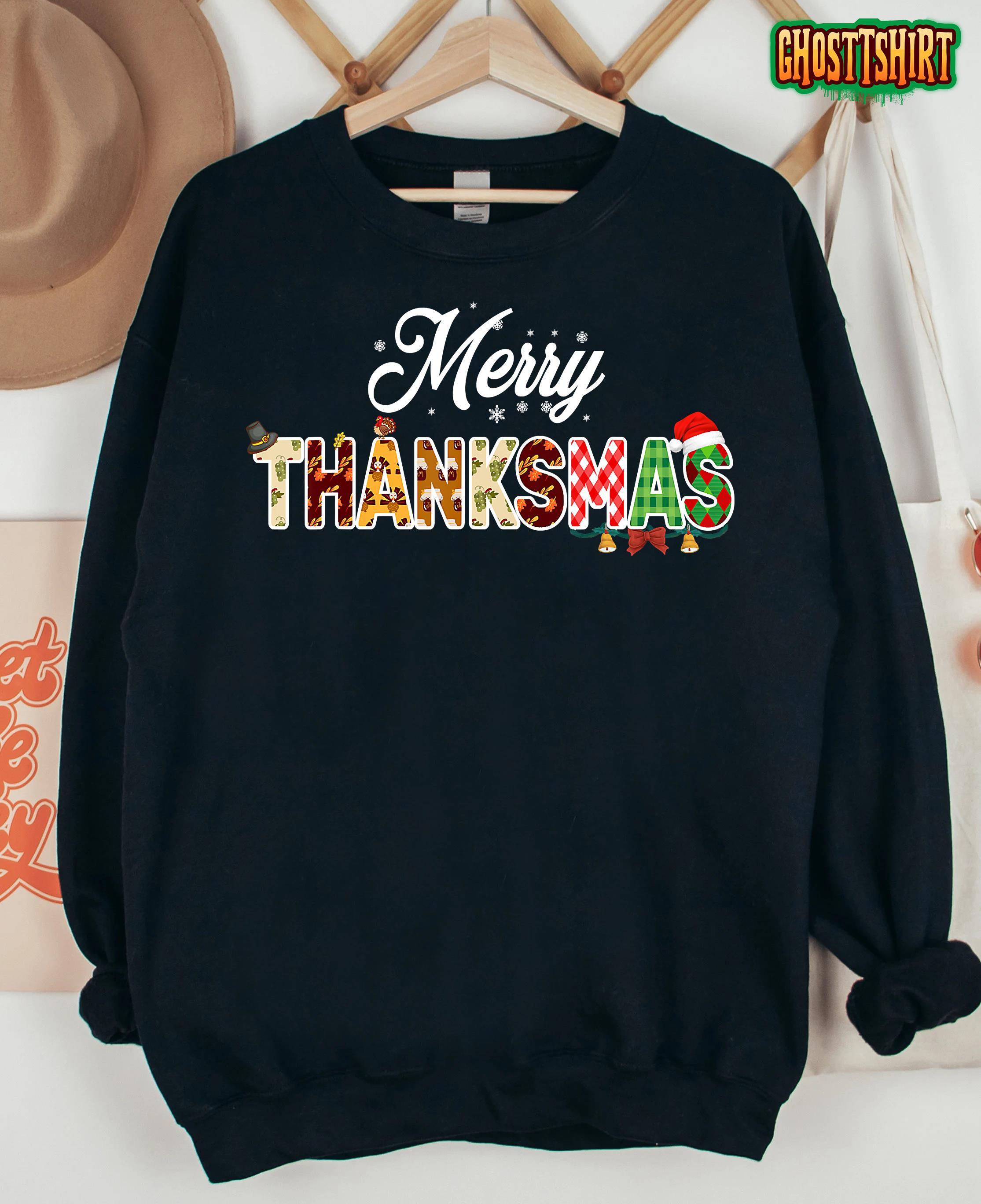 Funny Thanksmas 2022 Merry Thanksmas Thanksgiving Christmas T-Shirt