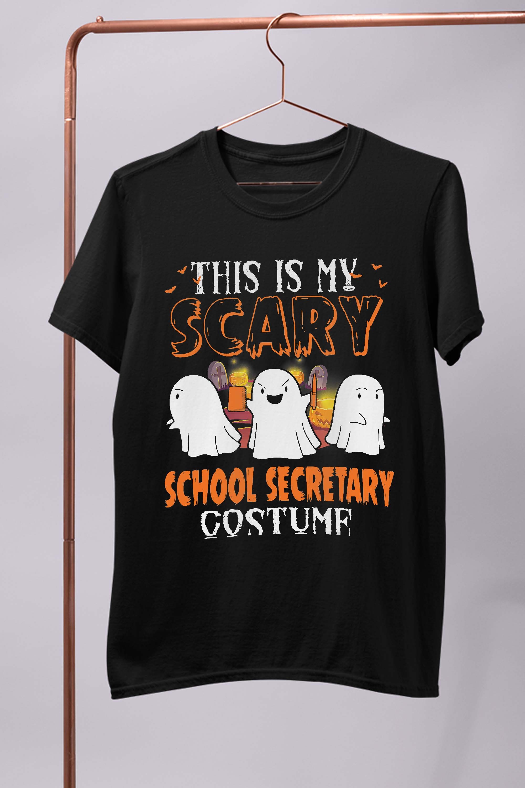 Funny This is My Scary School Secretary Halloween Costume Ghost Boo Gift T-Shirt