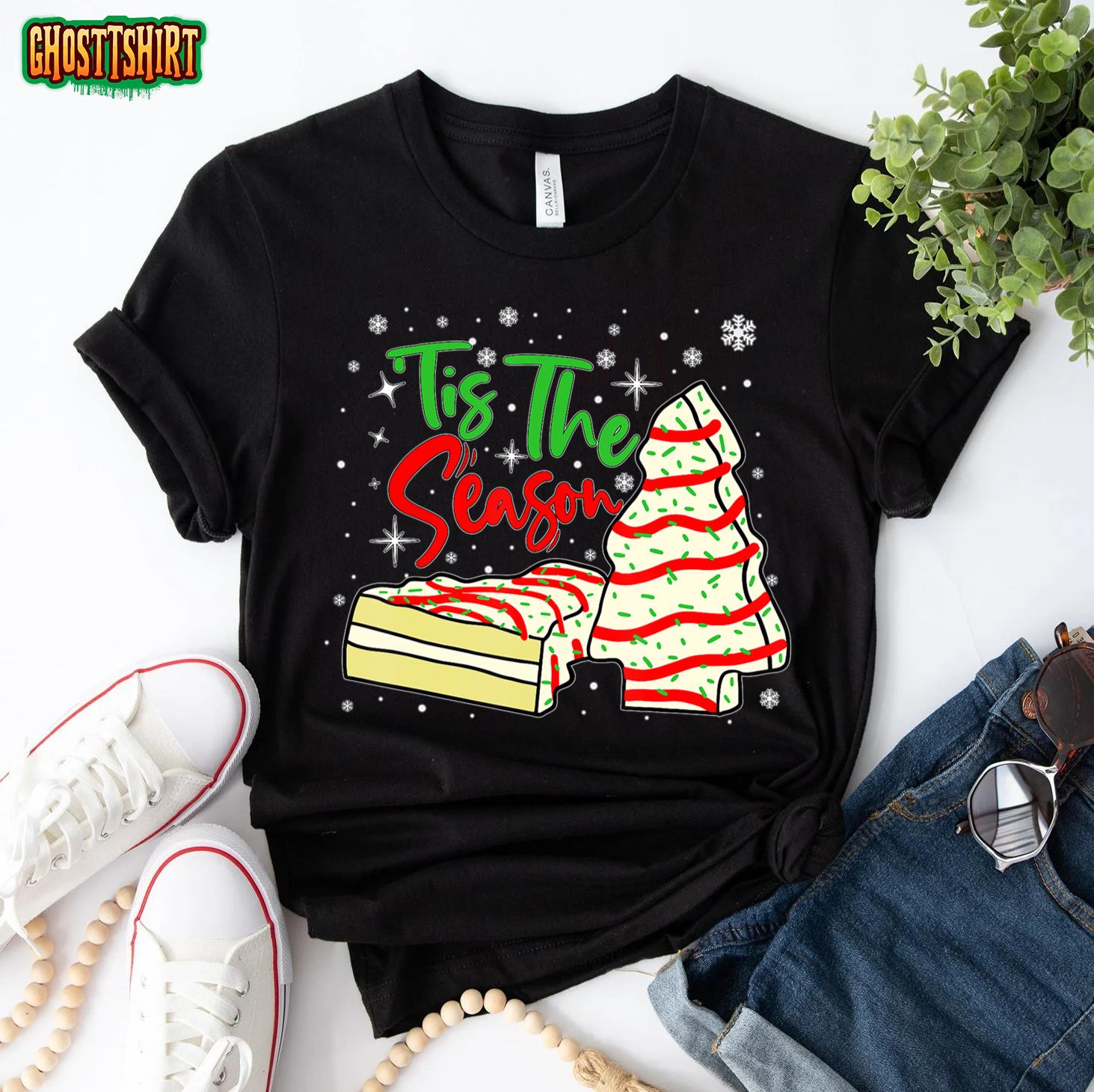 Funny Tis The Season Design Christmas Tree Cakes Debbie T-Shirt