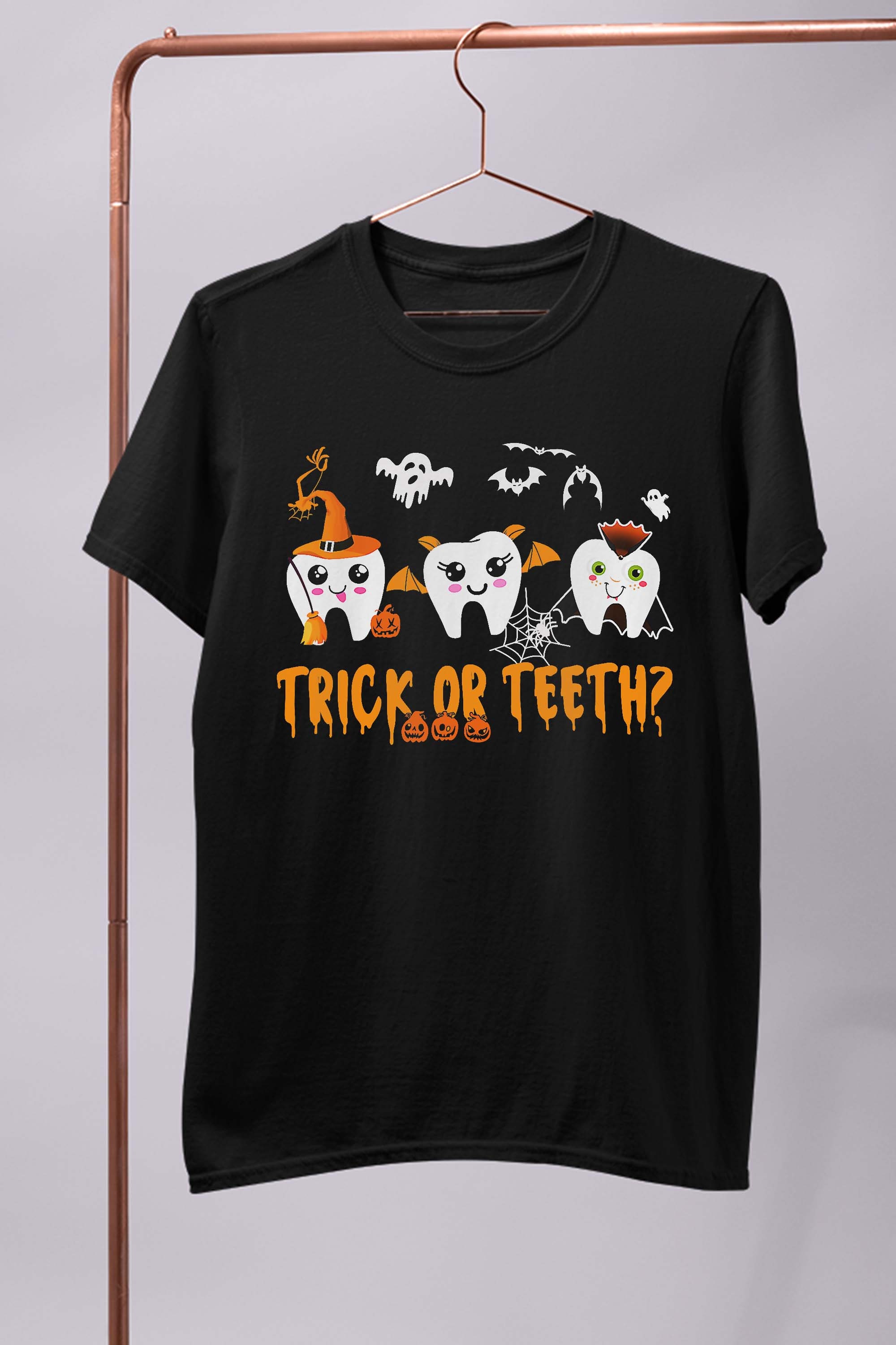 Funny Trick Or Teeth Dentist Halloween Costume Dental Squad T-Shirt