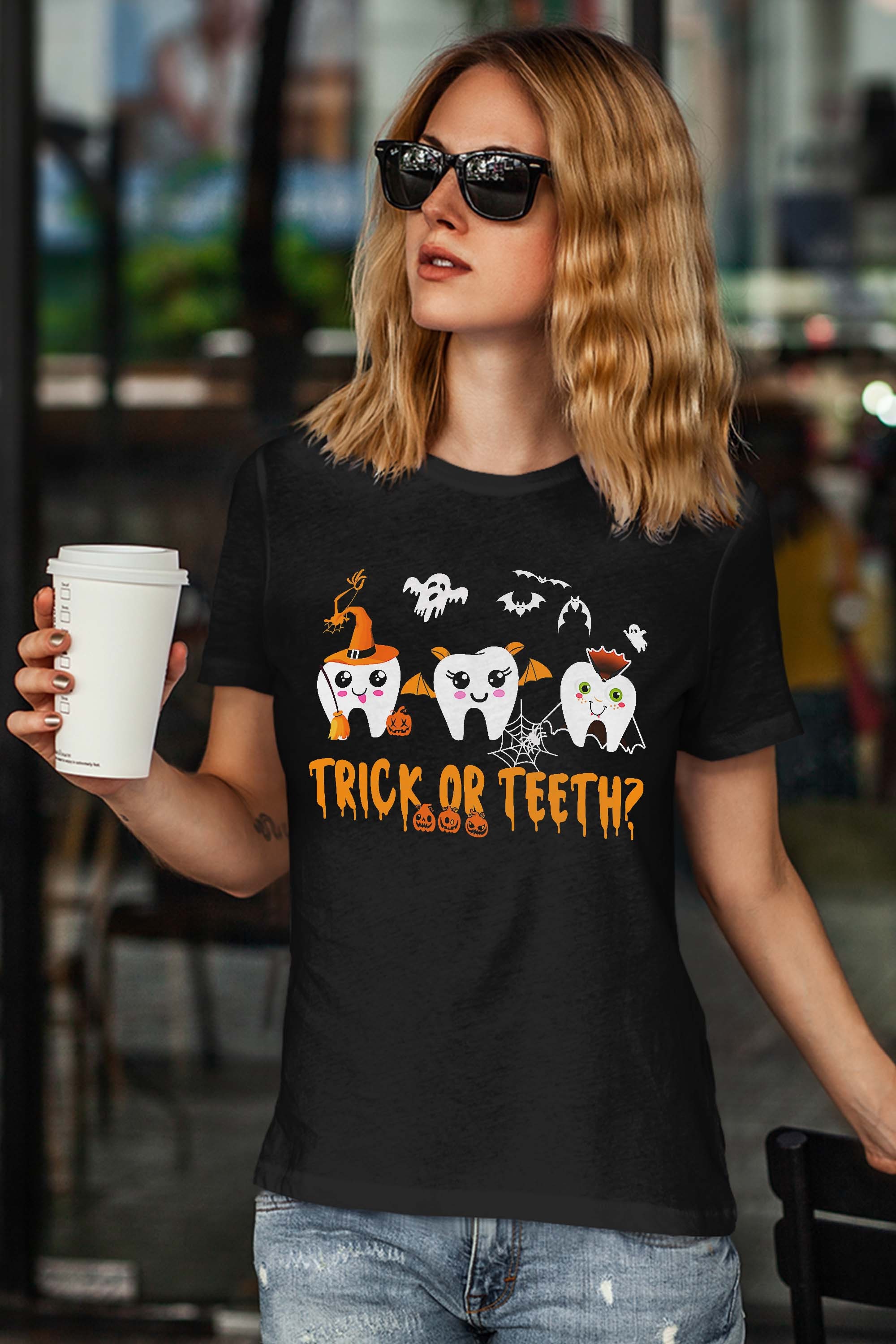 Funny Trick Or Teeth Dentist Halloween Costume Dental Squad T-Shirt