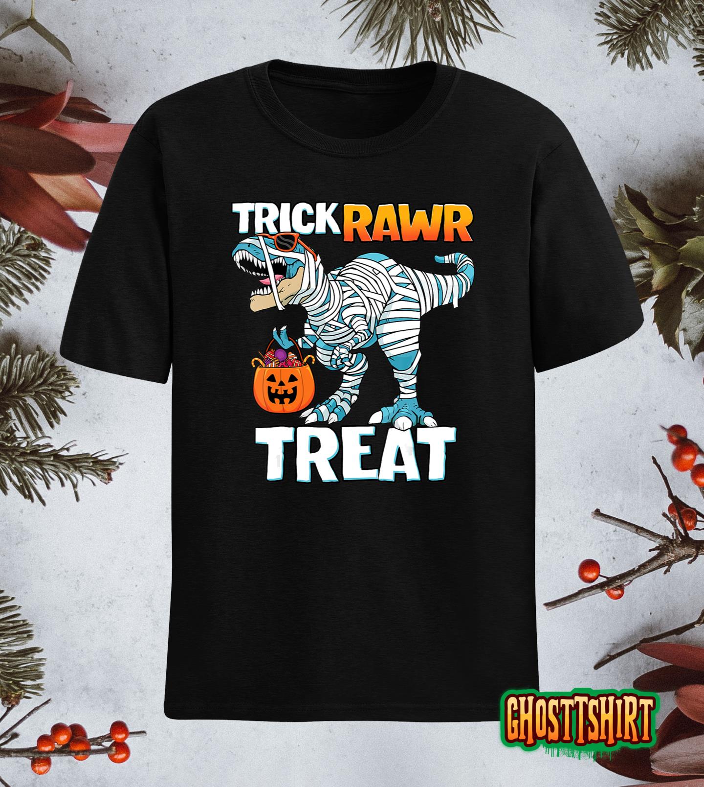 Funny Trick Rawr Treat Halloween T-Rex Dinosaur Toddler Boys T-Shirt