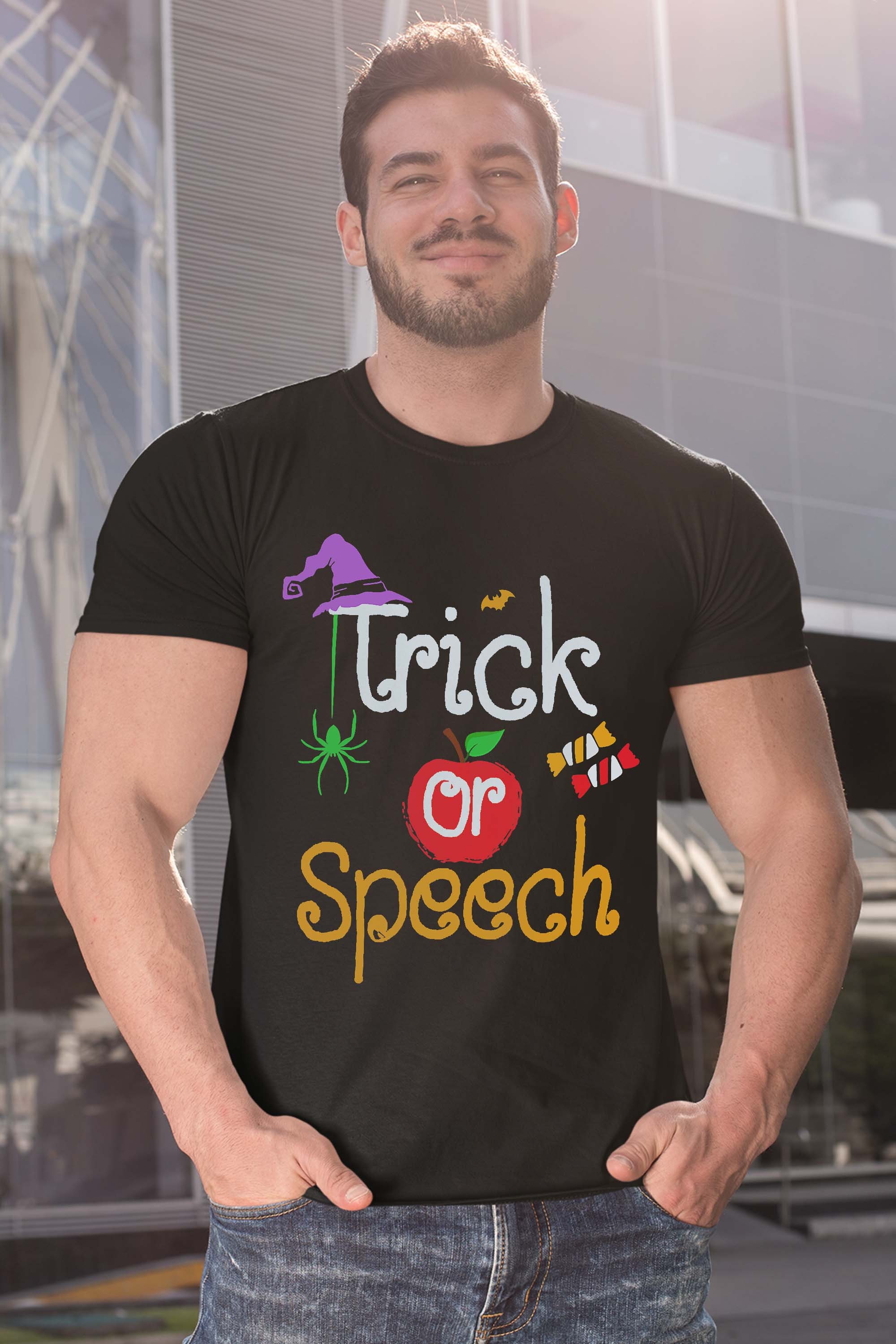 Funny Tricks Or Speech Languages Teacher Halloween Costume Gift T-Shirt