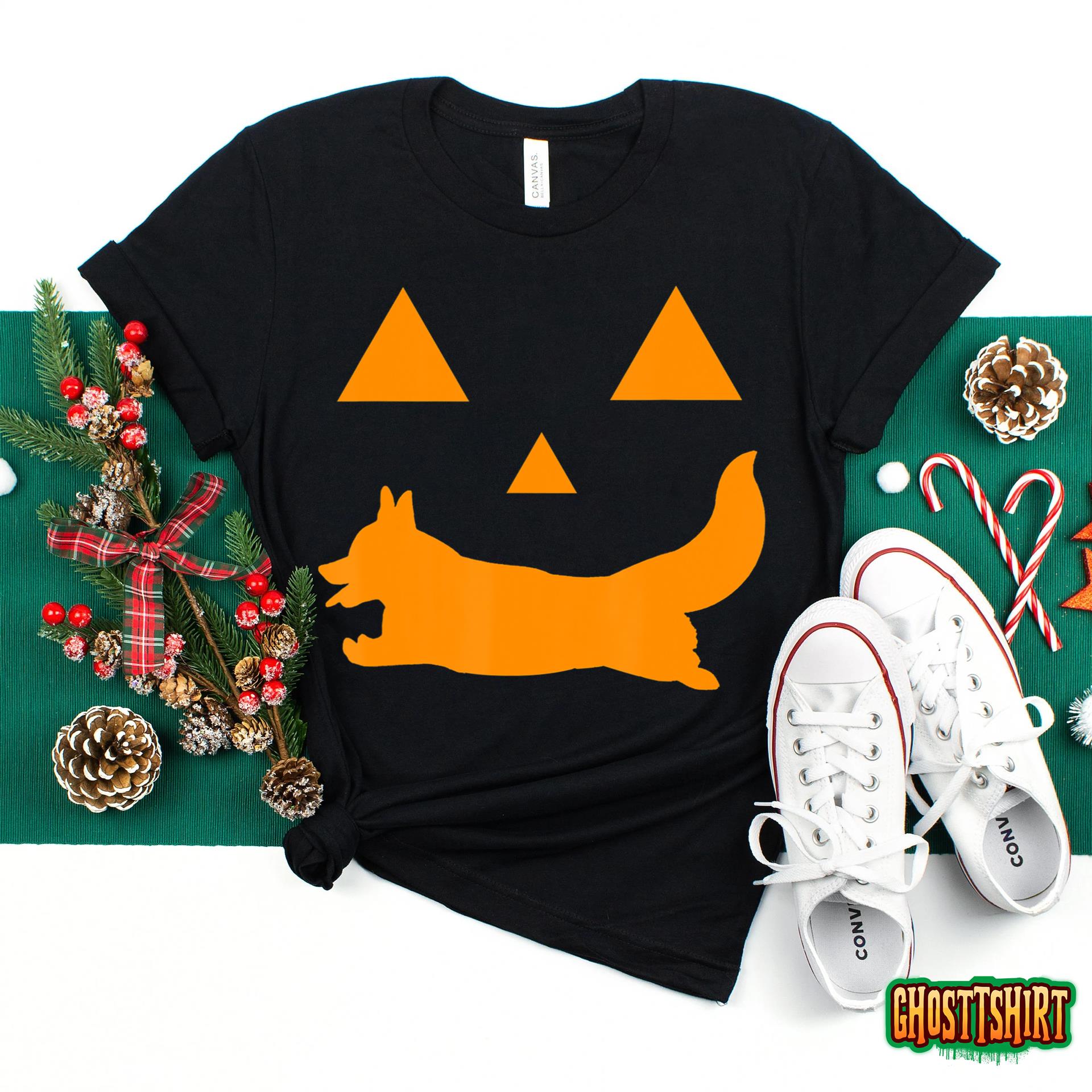 Funny Welsh Corgi Jack O Lantern Pumpkin Halloween Costume T-Shirt