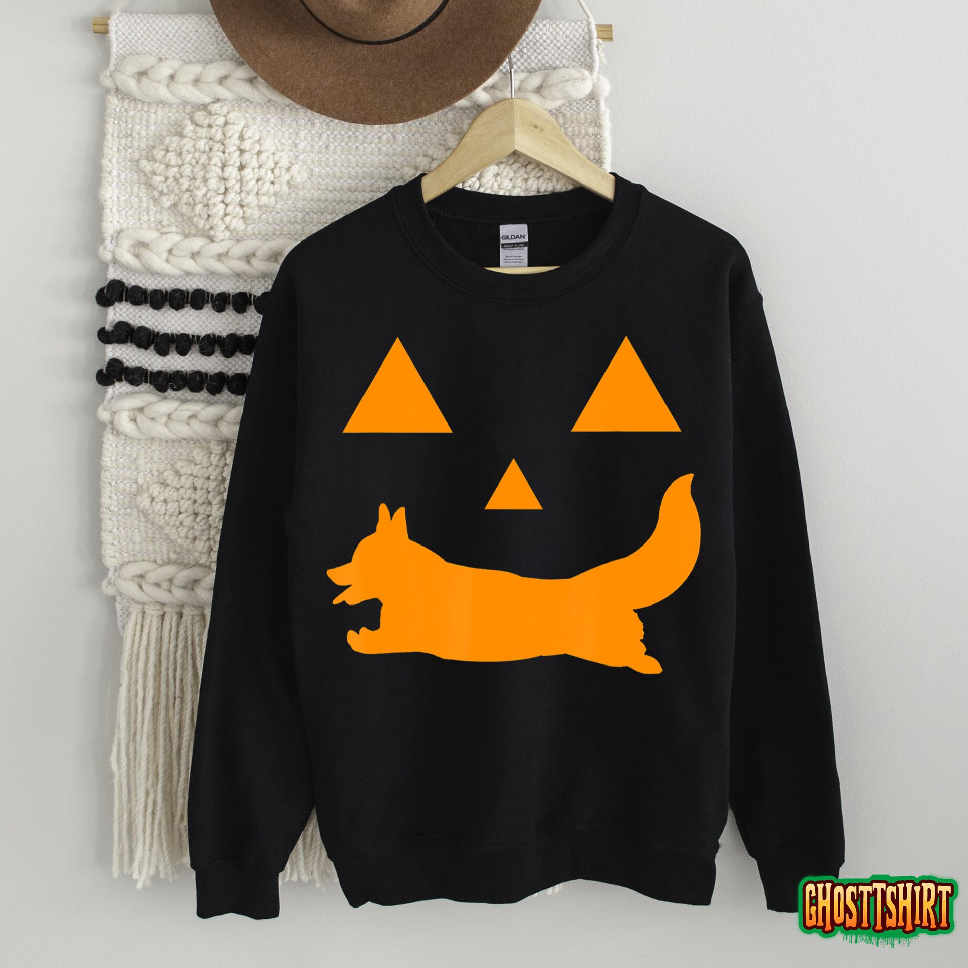 Funny Welsh Corgi Jack O Lantern Pumpkin Halloween Costume T-Shirt