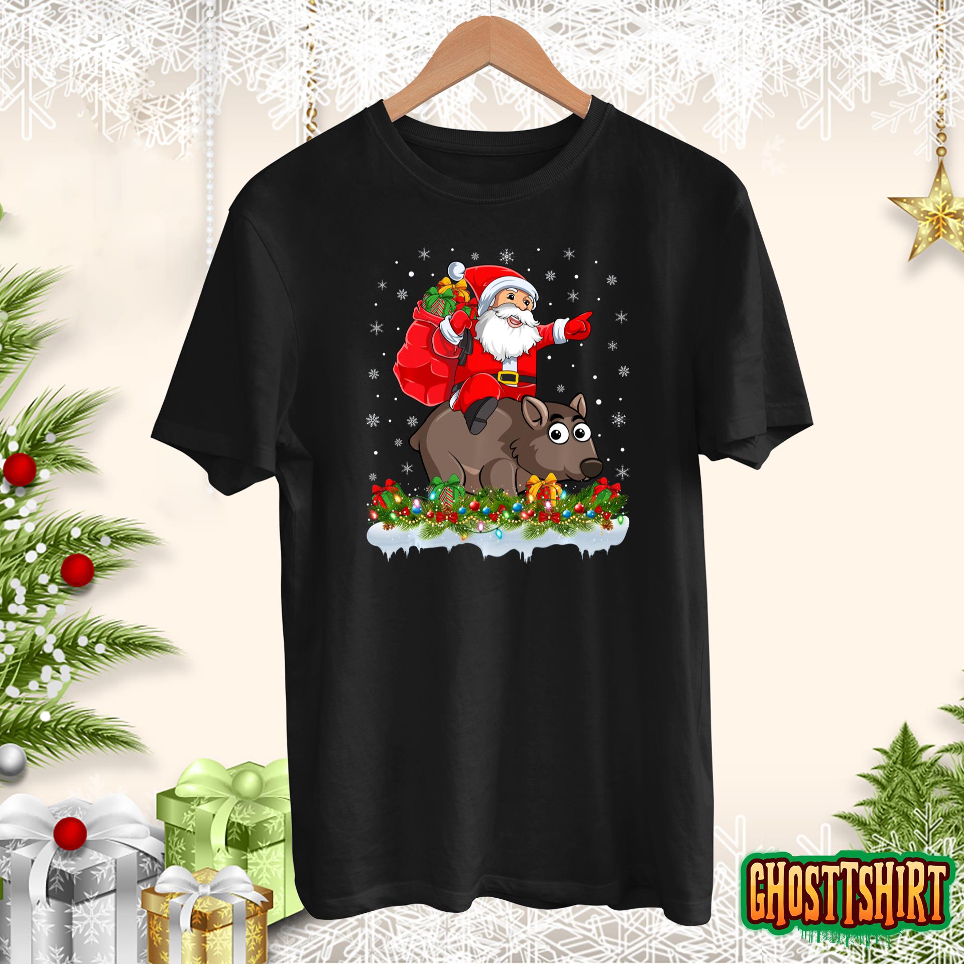 Funny Wombat Lover Santa Riding Wombat Christmas Sweatshirt