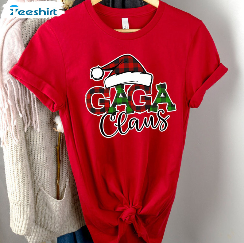 Gaga Claus Shirt , Merry Christmas Buffalo Paid Tee Tops Short Sleeve