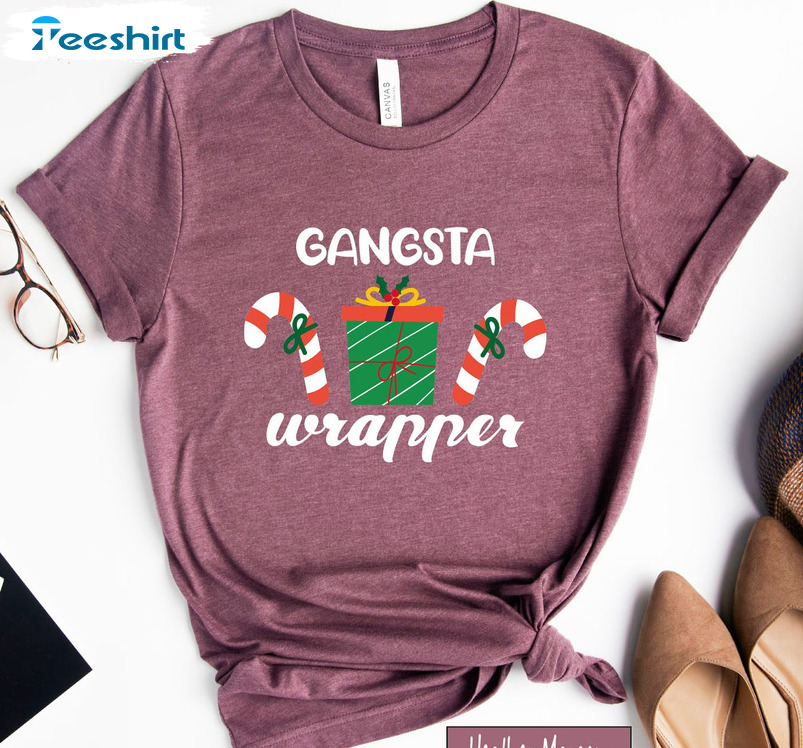 Gangsta Wrapper Christmas Shirt, Funny Xmas Unisex Hoodie Long Sleeve