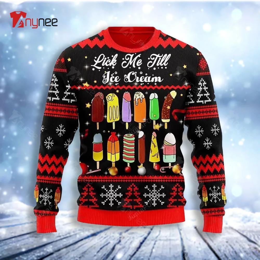 Gearhomies Lick Me Till Ice Cream Ugly Christmas Sweater- Best Christmas Gifts 2023